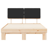 Letto con Testiera Rivestita Nero 120 x 190 cm Pino massello