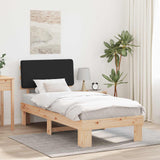 Letto con Testiera Rivestita Nero 100 x 200 cm Pino massello