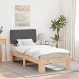 Letto con Testiera Rivestita Grigio scuro 90 x 200 cm