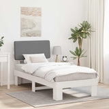 Letto con Testiera Rivestita Grigio chiaro 90 x 200 cm