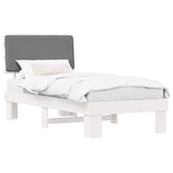 Letto con Testiera Rivestita Grigio chiaro 90 x 200 cm