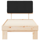 Letto con Testiera Rivestita Nero 80 x 200 cm Pino massello