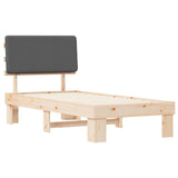 Letto con Testiera Rivestita Grigio scuro 90 x 190 cm