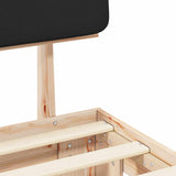 Letto con Testiera Rivestita Nero 75 x 190 cm Pino massello