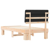 Letto con Testiera Rivestita Nero 75 x 190 cm Pino massello