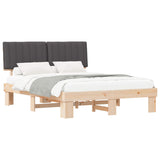 Letto con Testiera Rivestita Grigio scuro 160 x 200 cm