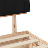 Letto con Testiera Rivestita Nero 160 x 200 cm Pino massello