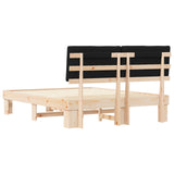 Letto con Testiera Rivestita Nero 150 x 200 cm Pino massello