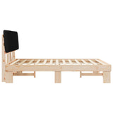 Letto con Testiera Rivestita Nero 150 x 200 cm Pino massello