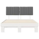 Letto con Testiera Rivestita Grigio chiaro 140 x 200 cm