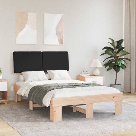 Letto con Testiera Rivestita Nero 120 x 200 cm Pino massello