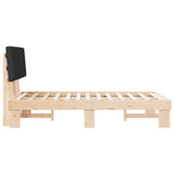 Letto con Testiera Rivestita Nero 120 x 200 cm Pino massello