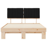 Letto con Testiera Rivestita Nero 140 x 190 cm Pino massello