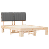 Letto con Testiera Rivestita Grigio chiaro 135 x 190 cm