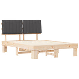 Letto con Testiera Rivestita Grigio scuro 135 x 190 cm