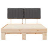 Letto con Testiera Rivestita Grigio scuro 135 x 190 cm