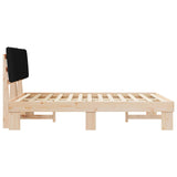 Letto con Testiera Rivestita Nero 135 x 190 cm Pino massello