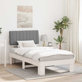 Letto con Testiera Rivestita Grigio chiaro 100 x 200 cm