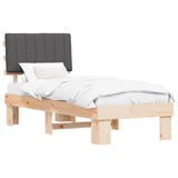 Letto con Testiera Rivestita Grigio scuro 80 x 200 cm