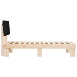 Letto con Testiera Rivestita Nero 80 x 200 cm Pino massello