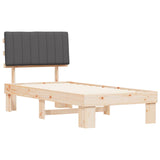 Letto con Testiera Rivestita Grigio scuro 90 x 190 cm