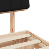 Letto con Testiera Rivestita Nero 90 x 190 cm Pino massello