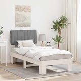 Letto con Testiera Rivestita Grigio chiaro 90 x 190 cm