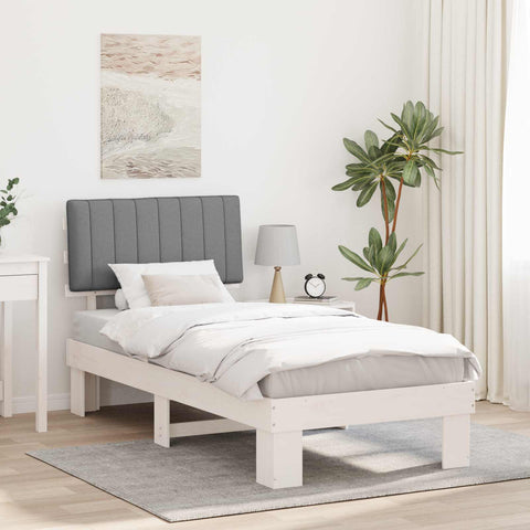 Letto con Testiera Rivestita Grigio chiaro 90 x 190 cm