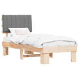 Letto con Testiera Rivestita Grigio chiaro 75 x 190 cm