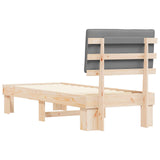 Letto con Testiera Rivestita Grigio chiaro 75 x 190 cm