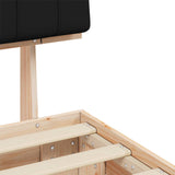 Letto con Testiera Rivestita Nero 75 x 190 cm Pino massello