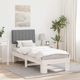 Letto con Testiera Rivestita Grigio chiaro 75 x 190 cm