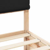 Letto con Testiera Rivestita Nero 75 x 190 cm Pino massello