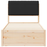 Letto con Testiera Rivestita Nero 75 x 190 cm Pino massello