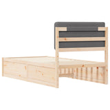 Letto con Testiera Rivestita Grigio scuro 90 x 190 cm