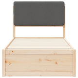 Letto con Testiera Rivestita Grigio scuro 90 x 190 cm