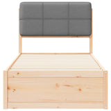 Letto con Testiera Rivestita Grigio chiaro 100 x 200 cm