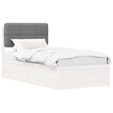 Letto con Testiera Rivestita Grigio chiaro 100 x 200 cm