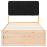 Letto con Testiera Rivestita Nero 90 x 200 cm Pino massello