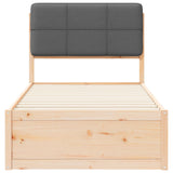 Letto con Testiera Rivestita Grigio scuro 90 x 190 cm