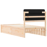 Letto con Testiera Rivestita Nero 90 x 190 cm Pino massello