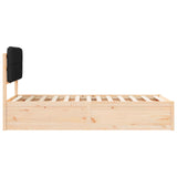 Letto con Testiera Rivestita Nero 75 x 190 cm Pino massello