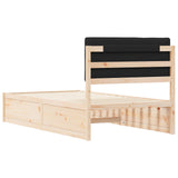 Letto con Testiera Rivestita Nero 100 x 200 cm Pino massello