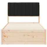 Letto con Testiera Rivestita Nero 100 x 200 cm Pino massello