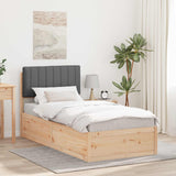 Letto con Testiera Rivestita Grigio scuro 90 x 200 cm