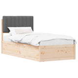 Letto con Testiera Rivestita Grigio scuro 90 x 200 cm