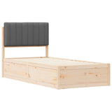 Letto con Testiera Rivestita Grigio scuro 90 x 200 cm