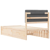 Letto con Testiera Rivestita Grigio scuro 90 x 200 cm