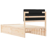 Letto con Testiera Rivestita Nero 90 x 200 cm Pino massello