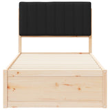 Letto con Testiera Rivestita Nero 90 x 200 cm Pino massello